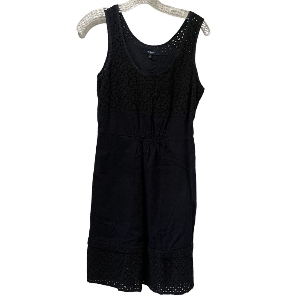 Womens Madewell black‎ Eyelet Dress Zipper Lined 100% Cotton Sleeveless small